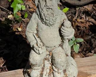 Cast-concrete garden gnome sculpture produced by Nina Studios in Quakertown, PA