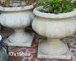 Pair of paper mache planter urns