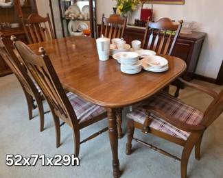 Vintage dining table and six chairs