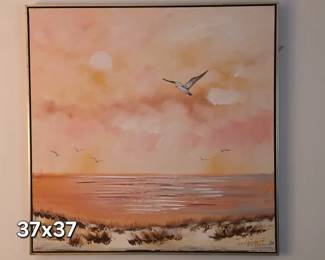 Large MCM seascape painting,  signed J. Keane