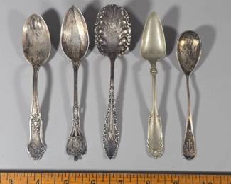 Silver spoons, two with sterling marks