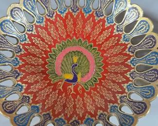 Decorative brass peacock design bowl