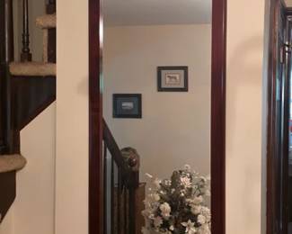 Mahogany finish foyer mirror