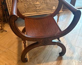 Renaissance Revival tiger oak curule