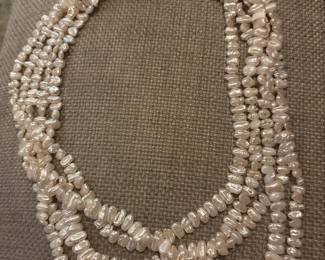 14kt/pearl/jade multi-strand necklace