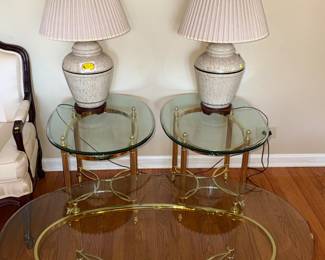 vintage coffee table and two end pieces