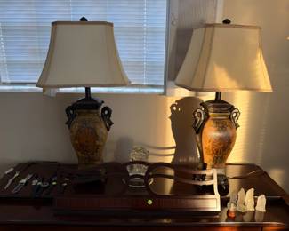 Piano for sale along with the two lamps