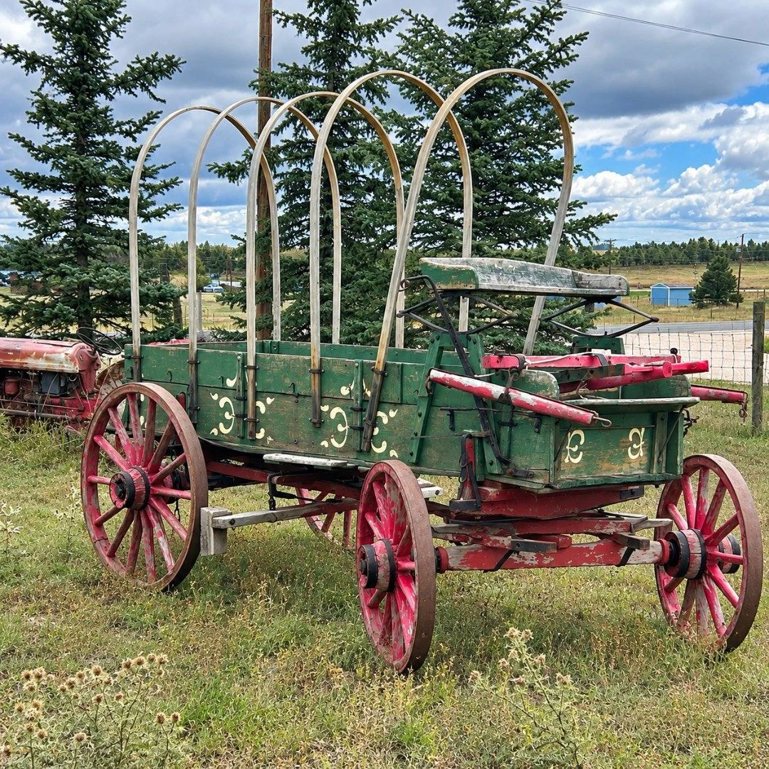 c Antique HorseDrawn Covered Wagon