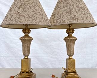 ld Pair of Elegant Beige Table Lamps