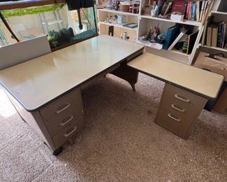 f 2Piece Metal Desk Set with Side Desk