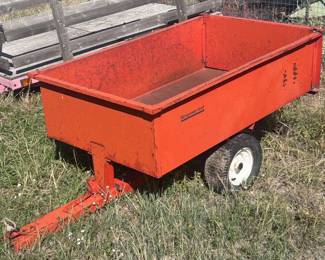 c Montgomery Ward Orange TowBehind Steel Yard Cart