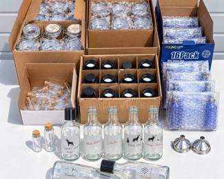 k Assorted Craft Jars and Glass Bottles Lot