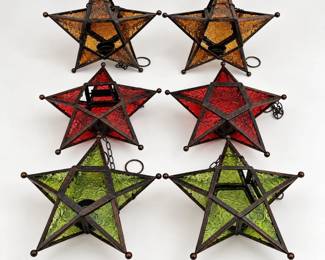 ld Set of 6 StarShaped Stained Glass Lanterns