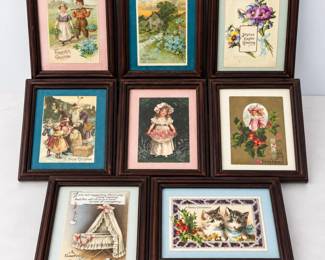 ld Turn of the Century Framed Postcard Assortment