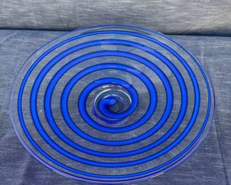 ld Large Cobalt Blue Art Glass Centerpiece