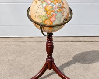 hd Vintage World Globe on Decorative Wood Pedestal Tripod Stand