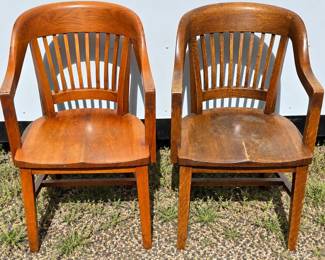 f Vintage Wood Office Armchairs