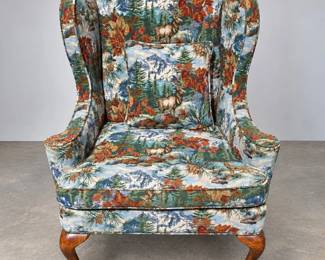 f Wildlife Tapestry Wingback Chair with Matching Pillow