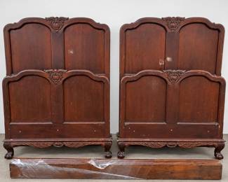 f Pair of Matching Ornate Twin Bed Frames