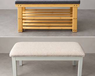 f Set of Two Upholstered Storage Benches