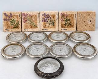 ld Assorted Vintage Herb and Glass Coasters