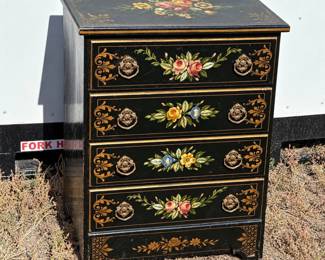 f Chinoiserie Paint Decorated Black Lingerie Chest