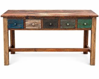 f Rustic Reclaimed Wood 5Drawer Console Table