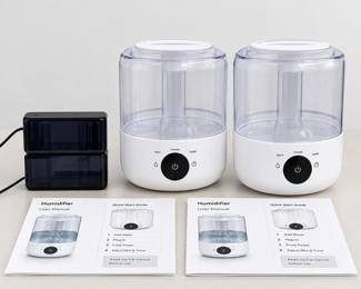b Set of Two White Ultrasonic Humidifiers