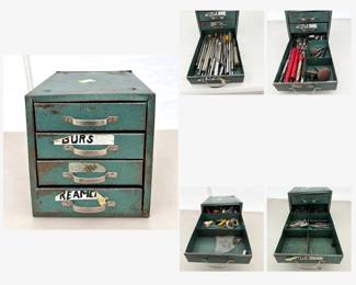 g Green Metal Storage Container with Tools
