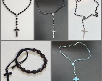 j FivePiece Rosary Prayer Bead Lot