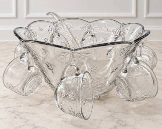 hd Anchor Hocking Vintage Clear Glass Punch Bowl