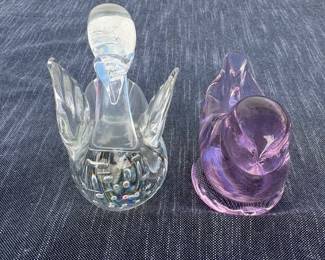 ld Set of Two Glass Bird Figurines
