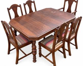f Traditional Wood Dining Table 6 Chairs