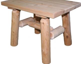 f Pair of NewinBox Rustic Cedar Log End Tables