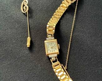 NE171V14 Kt Ladies Groton Watch  Stickpin