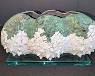 NE192VTony Evans Designs Raku Sea Urchin Vessel