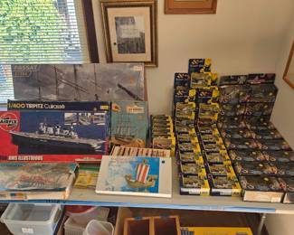 Hobby shop motorcycles, ship models