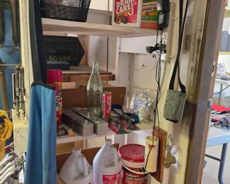 Misc fluids and vintage coke can and bottle