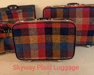 Vintage Skyway Plaid Luggage