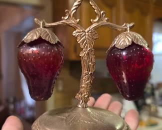 Vintage Glass Strawberry Salt & Pepper