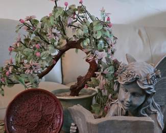 Various Garden Statuary, Bonzi, and Gold Gilded Decor