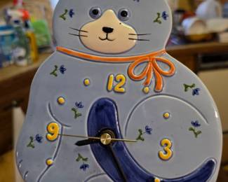 Otagiri Blue Cat Clock