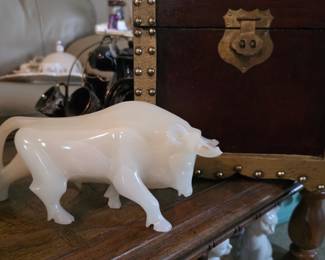 Hand-carved Alabaster Bull