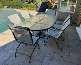 Outdoor Patio Dining Set (2 Rocker Armchairs, 4 Armchairs)