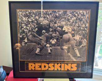 Framed Redskins Photograph Signed Sonny Jurgenson HOF