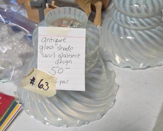 #63	Antique Glass Shade swirl opalescent design - set of 2 	 $50.00 