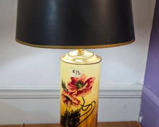 #13	Glass Painted Lamp w/brass Base - 30" tall	 $65.00 