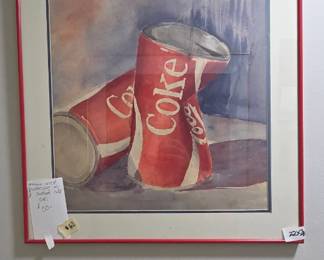 #62	Unknown Artist Watercolor of Crushed Coke Can - 22x28	 $50.00 