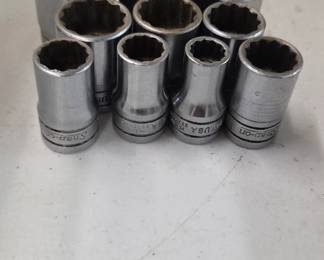 #204	Set of 10 piece Snap On Sockets - 1/2" to 1"  - vintage	 $40.00 
