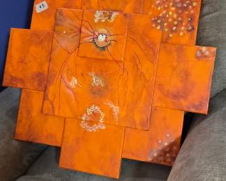#3	Oil Painting on Multiple Canvases - Abstract- 27x27 	 $35.00 